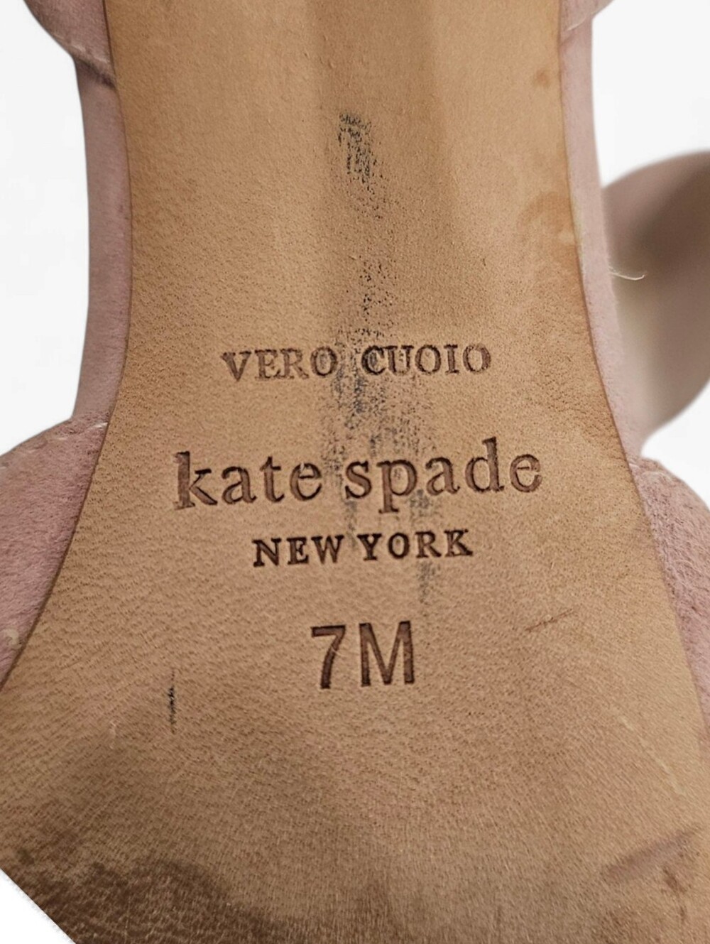 KATE SPADE Sterling Blush Pink Suede D'Orsay Rhinestone Bow Pointed Toe Pumps 7M - Picture 11 of 11